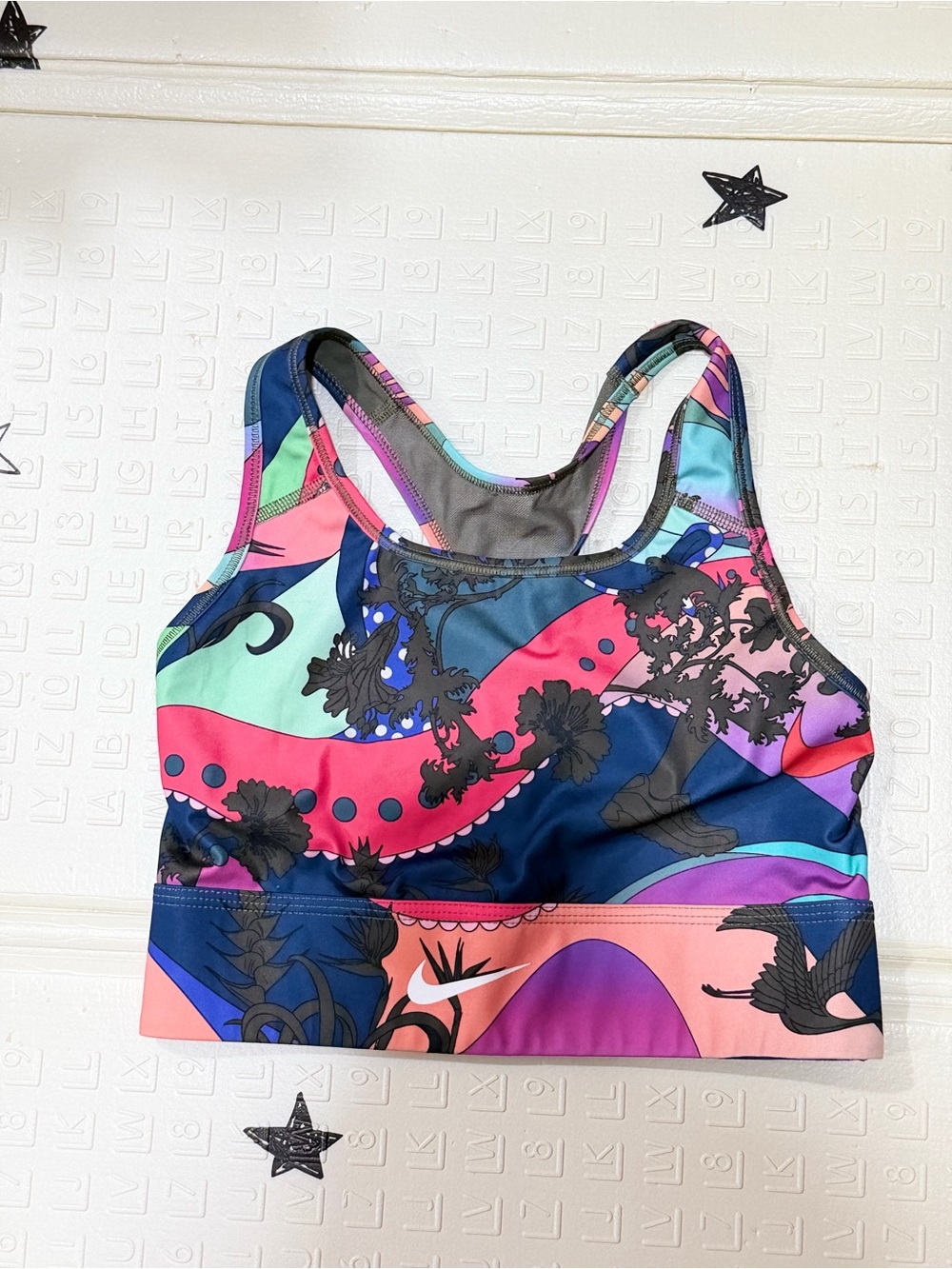 Nike Multicolor Abstract Print Racerback Sports Bra
